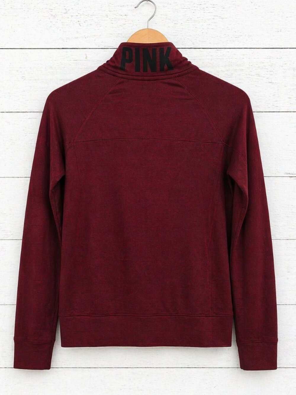 VS PINK 1/4 Zip Sweatshirt Small Burgundy Red Pullover Logo - Picture 7 of 8
